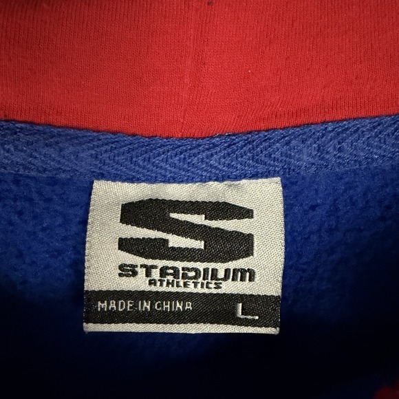 Kansas Jayhawks Mascot Logo Stadium Athletics Hoodie Pullover LG Y2K Cut Neck - Picture 2 of 11